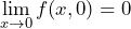 \[\lim_{x \to 0} f(x, 0) = 0\]